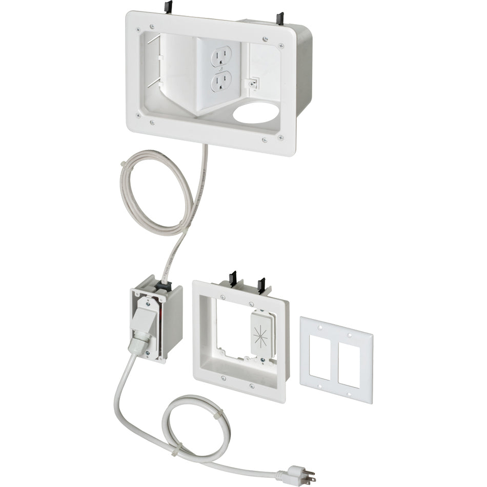 Arlington White TV Box - Angled Prewired Recessed Kit