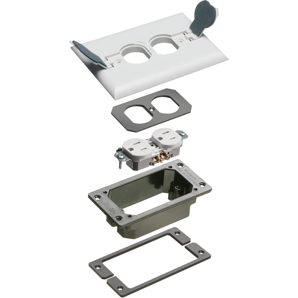 Arlington Wht Flip Lid Conc Kit - White Trim for Concrete Floor Box