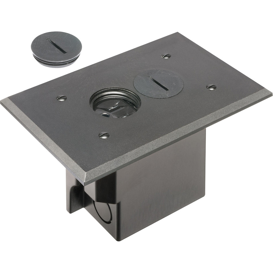 Black Retro Floor Box - Arlington Non-Metallic w/ Metal Covers