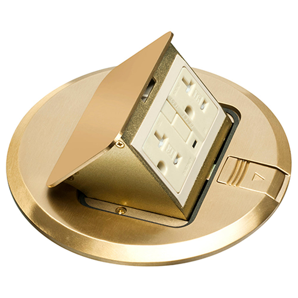 Brs Pop-Up Cvr W/Recpt and Gasket - 6" Round, Brass, Arlington