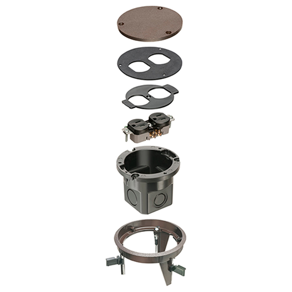 Dropin Floor Box Brown - Arlington Non-Metallic Round Cover Kit