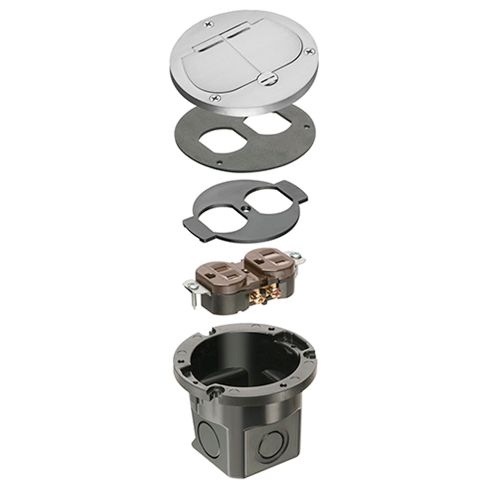 Nickel Retro Floor Box Flip Lid Style - Arlington Flush Kit