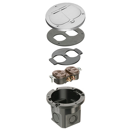 Nickel Retro Floor Box Flip Lid Style - Arlington Flush Kit