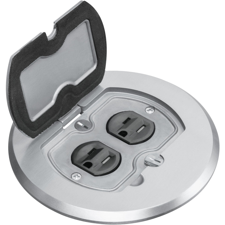 Nickel Round Floor Box with Adjustable Cover by Arlington