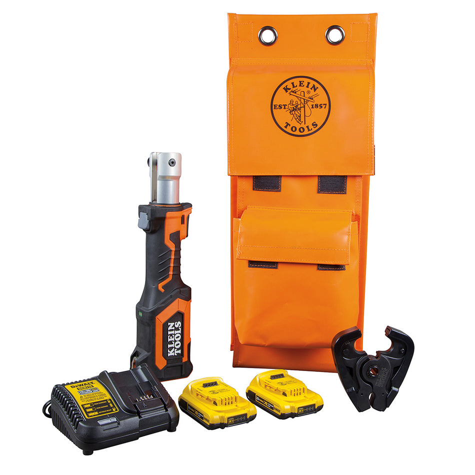 Battery-Operated Cable Crimper, D3 Groove Jaw, 7-Ton Cutters / Crimpers, Klein Tools - Maple Electric Supply 