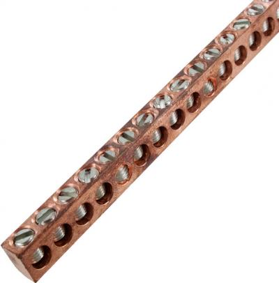 4C-190 Neutral Bars Power Distribution, Copper Multiple Connector, 4-14 Wire Range, 0.31" Width, 0.44" Height, 60" Length
