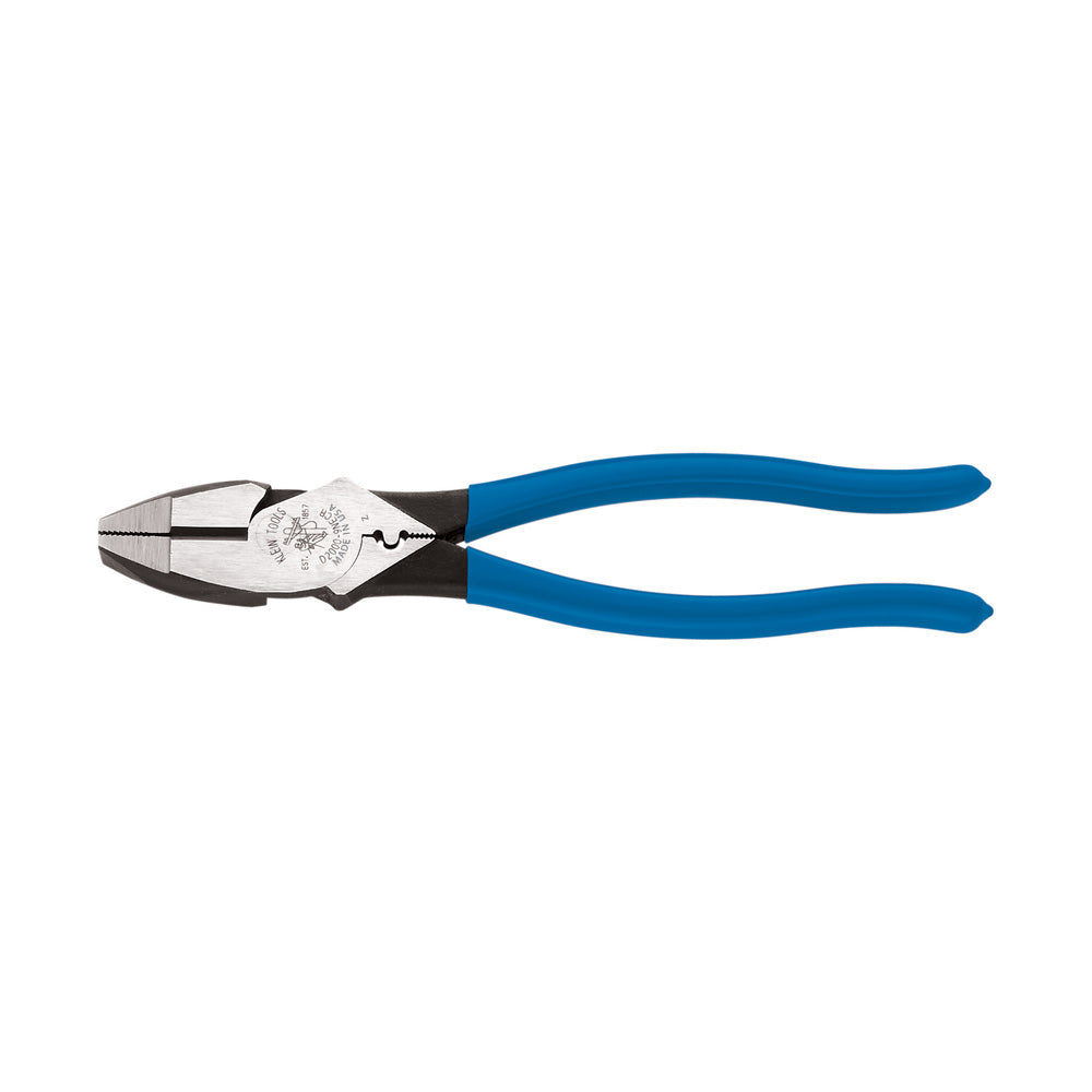 Heavy-Duty Lineman's Pliers with Crimping, 9-Inch, High-Leverage - Connector Crimping, Klein Tools - Maple Electric Supply 