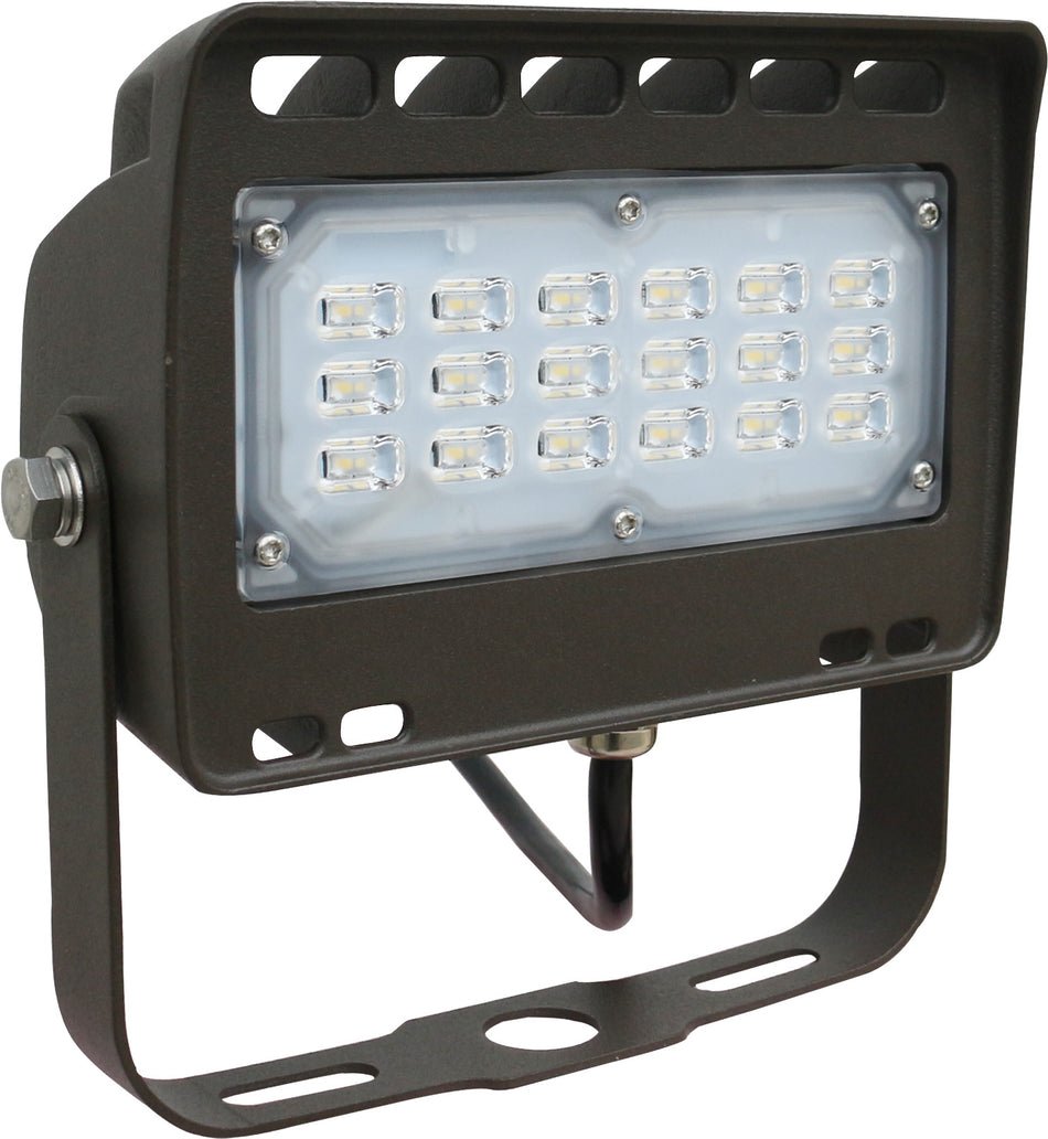 Mini 30W LED Floodlight by [Manufacturer Name] - 3200 Lumens, 5000K, Bronze Finish, 120-277VAC, Yoke Mount for Versatile Outdoor Lighting Solutions, , EiKO - Maple Electric Supply 
