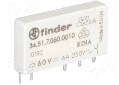 Finder Power Relay, SPDT, 60 VDC, 6A - Maple Electric Supply 