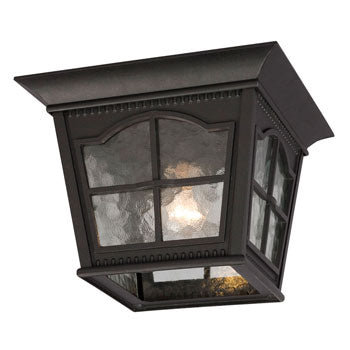 1-Light Outdoor Flush Mount Ceiling Lantern 320389BK - Black Finish with Clear Water Glass, 100W Max, 10-7/8" Size, Outdoor Lighting, Galaxy Lighting - Maple Electric Supply 