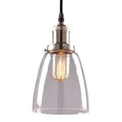 1-Light Vintage Mini-Pendant in Brushed Nickel with Clear Glass Shade, 60W T14 Bulb - 6ft Wire, 6"D x 10"H, Non-Dimmable., Mini-Pendants, Galaxy Lighting - Maple Electric Supply 