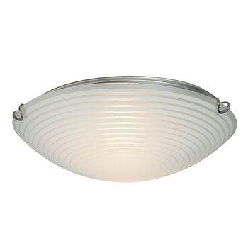 2-Light Flush Mount 615293CH - Polished Chrome, Satin White Striped Glass Shade, 2x60W A15 Bulbs, Ceiling Fixtures, Galaxy Lighting - Maple Electric Supply 