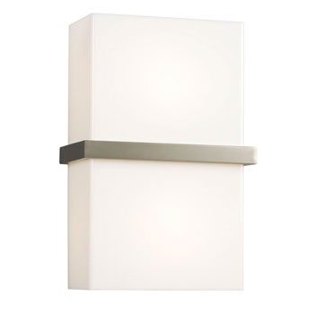 213130BN Wall Sconce, Brushed Nickel Finish, Satin White Glass, 2 x 60W Bulbs, Med. Base, 8"W x 12"H, Wall Lights & Sconces, Galaxy Lighting - Maple Electric Supply 