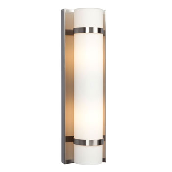 215661BN - Brushed Nickel 2-Light Wall Sconce with Satin White Cylinder Glass, 60W A15 Bulbs, Interior Only, Wall Lights & Sconces, Galaxy Lighting - Maple Electric Supply 