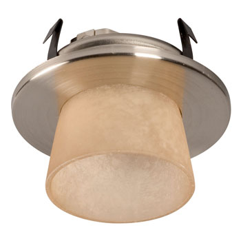 3" Low Voltage Decorative Trim 632BN/TS - Brushed Nickel, Tea Stain Glass, 50W MR16/GU10 Bulb, Recessed Lighting, Galaxy Lighting - Maple Electric Supply 