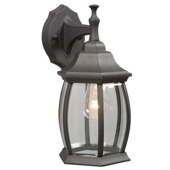 301090 BLK Outdoor Cast Aluminum Lantern - Black w/Clear Beveled Glass, 100W Max, Med Base, Outdoor Lighting, Galaxy Lighting - Maple Electric Supply 