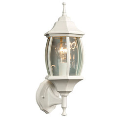 301091 WH Outdoor Cast Aluminum Lantern - White, Clear Beveled Glass, 100W Bulb, Weather-Resistant, Outdoor Lighting, Galaxy Lighting - Maple Electric Supply 