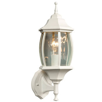 301091 WH Outdoor Cast Aluminum Lantern - White, Clear Beveled Glass, 100W Bulb, Weather-Resistant, Outdoor Lighting, Galaxy Lighting - Maple Electric Supply 
