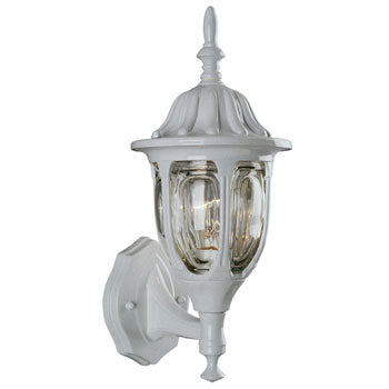 301131 WH Outdoor Cast Aluminum Lantern - White Finish, Clear Glass, 100W Max Bulb, Med Base, Outdoor Lighting, Galaxy Lighting - Maple Electric Supply 