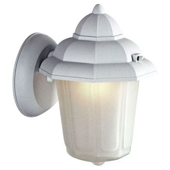 303045 WH Outdoor Cast Aluminum Lantern - White, Frosted Glass, 60W, Med. Base, 6x9x7, Non-Dimmable, Outdoor Lighting, Galaxy Lighting - Maple Electric Supply 