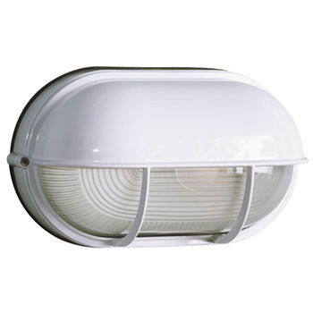 305562WH Cast Aluminum Marine Light - White Hood, Frosted Glass, 100W Bulb, Med. Base, 11-1/8"W x 6-1/2"H, Outdoor Lighting, Galaxy Lighting - Maple Electric Supply 