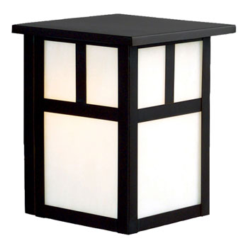 306100BK Outdoor Wall Fixture - Black Finish with White Marbled Glass, 60W Bulb, 6-1/4"W x 7-1/2"H, Non-Dimmable