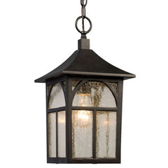 311374BK Outdoor Lantern - Black Finish, Clear Seeded Glass, 100W Bulb, 8"x8"x15-1/8", Non-Dimmable