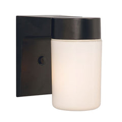 313218BK Outdoor Cast Aluminum Wall Fixture - Black Finish with White Glass, 60W Bulb, Med. Base, 4-1/2"W x 6-5/8"H x 5-7/8"E