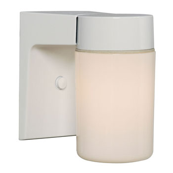 313218WH Outdoor Cast Aluminum Wall Fixture, White Finish with White Glass, 60W Bulb, 4-1/2"W x 6-5/8"H