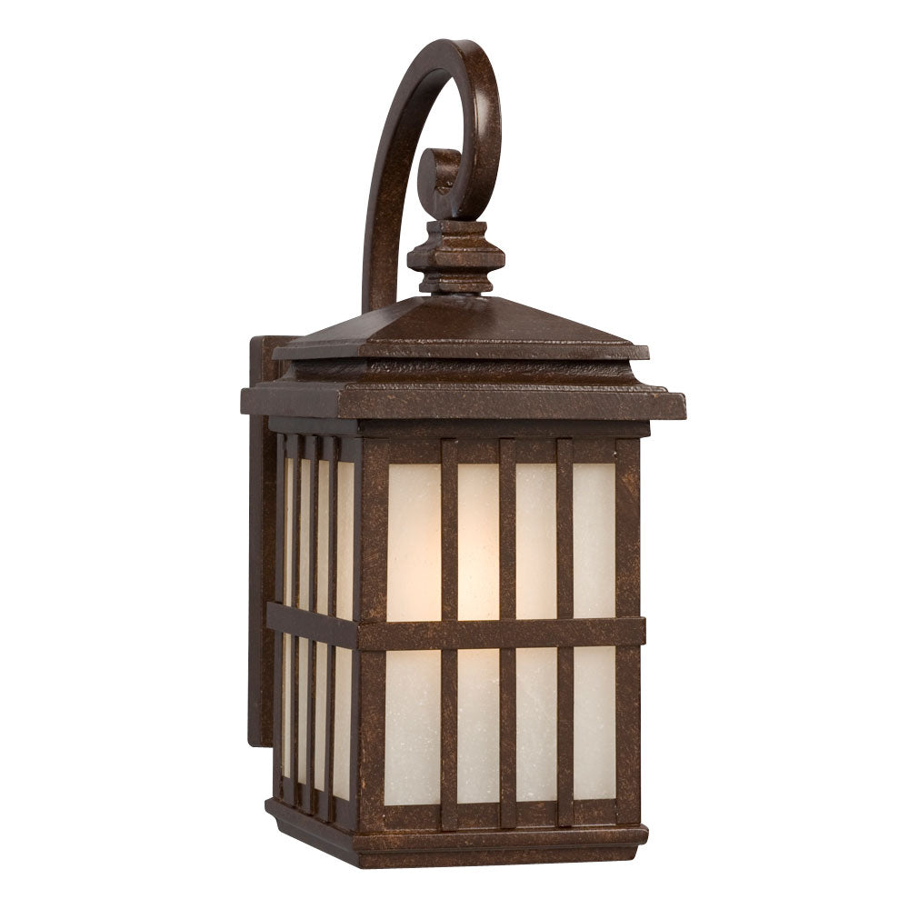 320440BZ 1-Light Outdoor Wall Mount Lantern - Bronze, Frosted Seeded Glass, 100W Med. Base, 6-1/4"W x 14-1/2"H