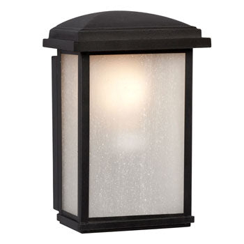 320490BK - 1-Light Outdoor Wall Mount Lantern, Black, Frosted Seeded Glass, 60W A15 Bulb, Non-Dimmable, Outdoor Lighting, Galaxy Lighting - Maple Electric Supply 