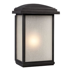 320690BK 1-Light Outdoor Wall Lantern - Black Finish, Frosted Seeded Glass, 100W, Non-Dimmable