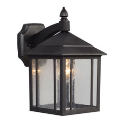 334021BK/WL Outdoor Cast Aluminum Lantern - Black with Clear Seeded Glass, 100W A Bulb, Med. Base, 6-3/4"W x 11-5/8"H, Non-Dimmable