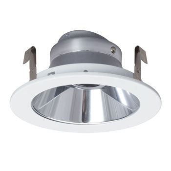402CH 4" Low/Line Voltage Reflector, Chrome Finish, Matte White Ring, 50W MR16/GU10 Bulb, Non-Dimmable, Recessed Lighting, Galaxy Lighting - Maple Electric Supply 