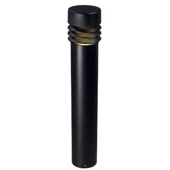 5" Black Bollard Med. Base Flat Top - LED 12W 3000K Bulb Included, Clear PC Lens