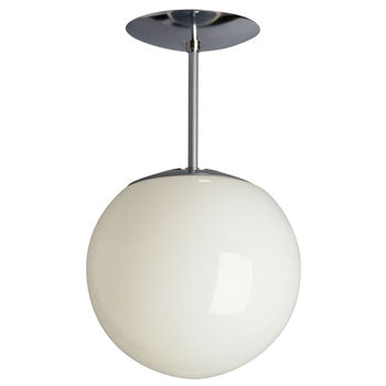 61008 CHR Semi-Flush Mount - Polished Chrome with White Glass, 100W Bulb, 8"D x 13"H
