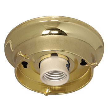 61035-P: 3-1/4" One-Light Indoor Ceiling Holder, Polished Brass, 60W A Bulb, Med. Base, Non-Dimmable, Replacement Parts, Galaxy Lighting - Maple Electric Supply 