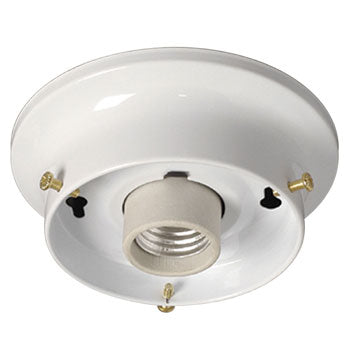 61035-W 3-1/4" One-Light White Indoor Ceiling Holder – Medium Base, 60W, Non-Dimmable, Replacement Parts, Galaxy Lighting - Maple Electric Supply 