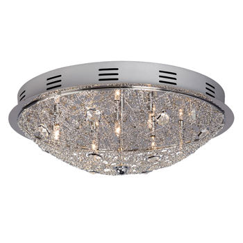 616050CH 7-Light Flush Mount Polished Chrome with Crystal Accents, 20W G4 Bulbs Included, 15"D x 5-1/4"H, Ceiling Fixtures, Galaxy Lighting - Maple Electric Supply 