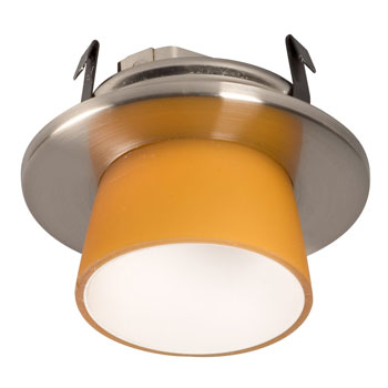 632BN/AM 3" Low Voltage Decorative Trim - Brushed Nickel, Amber Frosted Glass, 50W MR16/GU10 Bulb, Non-Dimmable, Recessed Lighting, Galaxy Lighting - Maple Electric Supply 
