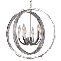 6L Pendant CH - Chrome Finish, Clear Crystal Glass, 6x60W Bulbs, 20-5/8"D x 23"H, Elegant Non-Dimmable Lighting Fixture, Pendants, Galaxy Lighting - Maple Electric Supply 