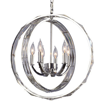6L Pendant CH - Chrome Finish, Clear Crystal Glass, 6x60W Bulbs, 20-5/8"D x 23"H, Elegant Non-Dimmable Lighting Fixture, Pendants, Galaxy Lighting - Maple Electric Supply 