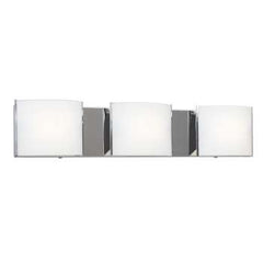 723308CH Vanity Light, Polished Chrome Finish, Satin White Glass Shades, 3x100W Bulbs, 24.5"W x 5"H, Non-Dimmable, Bath & Vanity Lights, Galaxy Lighting - Maple Electric Supply 