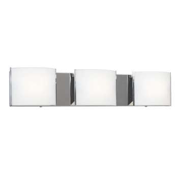 723308CH Vanity Light, Polished Chrome Finish, Satin White Glass Shades, 3x100W Bulbs, 24.5"W x 5"H, Non-Dimmable, Bath & Vanity Lights, Galaxy Lighting - Maple Electric Supply 