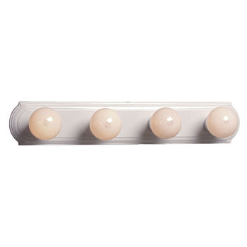 730224WH Four Light Vanity Bar - White Finish, 24"W x 4-1/2"H x 2"E, Med. Base, 60W G25 Bulbs (Not Included), Non-Dimmable, Bath & Vanity Lights, Galaxy Lighting - Maple Electric Supply 