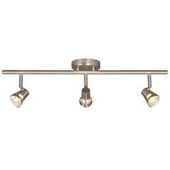 755593BN Three Light Halogen Track - Brushed Nickel Finish, GU10 Bulbs, 50W, 25" Length, Non-Dimmable, Track Lighting, Galaxy Lighting - Maple Electric Supply 