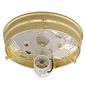 810208PB-H Utility Flush Mount Holder - Polished Brass, White Glass, 60W, Med. Base, Non-Dimmable, Replacement Parts, Galaxy Lighting - Maple Electric Supply 
