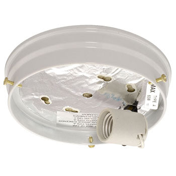 810208WH-H Utility Flush Mount Holder - White, 60W Med Base, 6.75"D x 1.5"H, Non-Dimmable, Replacement Parts, Galaxy Lighting - Maple Electric Supply 