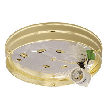 810210PB-H Utility Flush Mount Holder - Polished Brass, 100W, 8-3/4"D x 1-1/2"H, Med Base, Non-Dimmable., Replacement Parts, Galaxy Lighting - Maple Electric Supply 