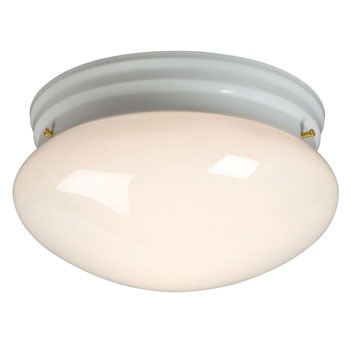 810210WH Utility Flush Mount - White w/ White Glass, 100W, Med. Base, Non-Dimmable, 9-1/2" Diameter, Ceiling Fixtures, Galaxy Lighting - Maple Electric Supply 
